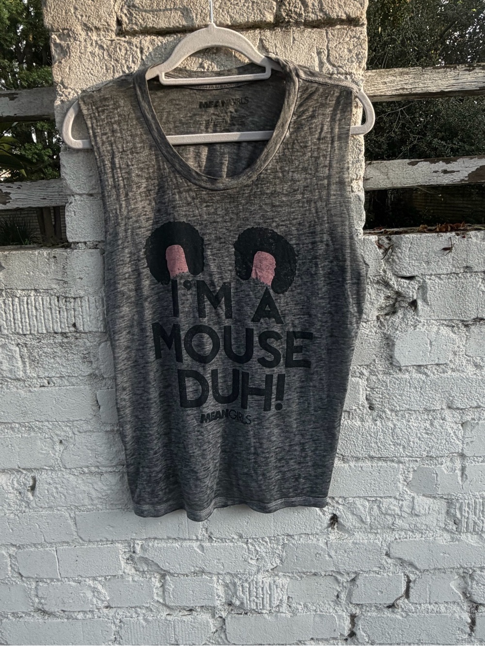 Mean Girls 'I'm A Mouse Duh!' Grey Graphic Muscle Tee
